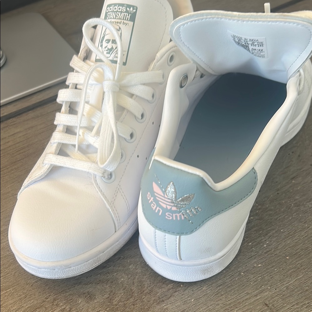 adidas White Sneakers with Mint Heel Tab